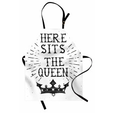 İngilizce Yazı Mutfak Önlüğü Kraliçe Tacı Desenli