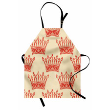 Vintage Red Crown Pattern Apron