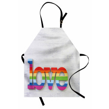 Love Sign on Wood Planks Apron