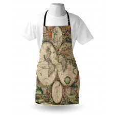 Haritalar Mutfak Önlüğü Nostaljik Dünya Eski Çağlar Keşifler