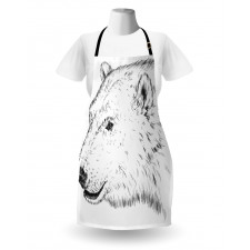 Polar Bear Face Sketchy Apron