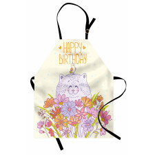 Happy Cat Bird Flowers Apron