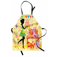 Woman with Birthday Cake Apron