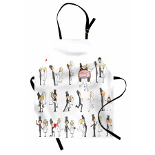 Cartoon Couple Funny Apron