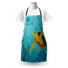 Cartoon Turtle Coral Apron