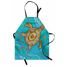 Deniz Mutfak Önlüğü Çiçekli Kaplumbağa
