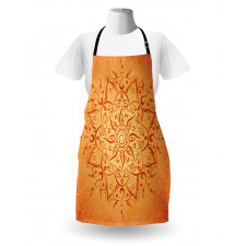 Soyut Mutfak Önlüğü Turuncu Mandala Desenli