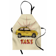 Ulaşım Araçları Mutfak Önlüğü Sarı Taksi Desenli