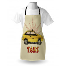 Ulaşım Araçları Mutfak Önlüğü Sarı Taksi Desenli