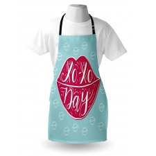 Woman Lips and Phrase Kisses Apron