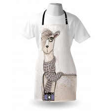 Hayvan Deseni Mutfak Önlüğü Hipster Lama Desenli