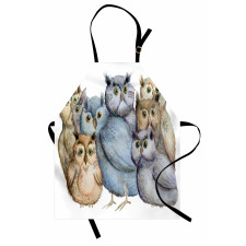 Owl Family Portrait Art Apron
