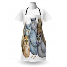 Owl Family Portrait Art Apron