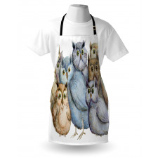 Owl Family Portrait Art Apron