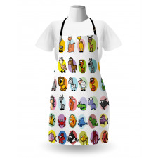 Funny Cartoon Animals Set Apron