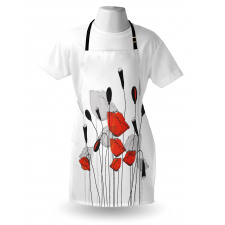 Hand Drawn Poppy Flowers Apron