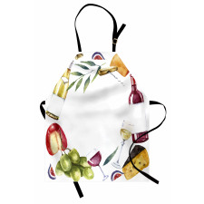 Watercolor Food Wine Frame Apron