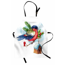 Christmas Bird Holly Pine Apron