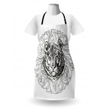 Monochrome Feline Leaves Apron