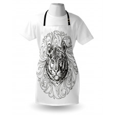 Monochrome Feline Leaves Apron