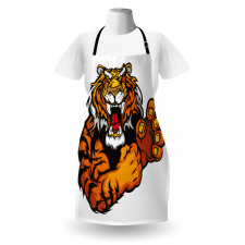 Cartoon Angry Wild Cat Apron