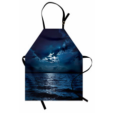 Dramatic Sky Moon Ocean Apron