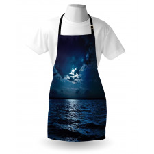 Dramatic Sky Moon Ocean Apron