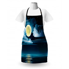 Clouds Full Moon Stars Apron