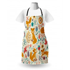 Foxes Ornate Flowers Birds Apron