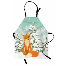 Red Fox Winter Forest Xmas Apron