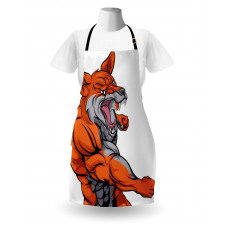 Muscular Sports Fox Mascot Apron