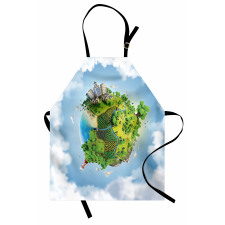 Cartoon Globe Greenery Apron