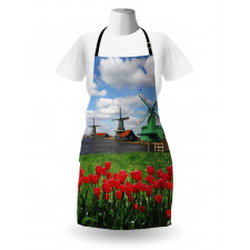 Red Color Tulips Field Apron