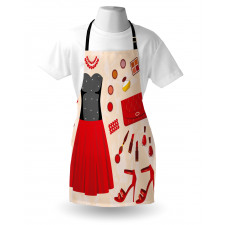 Feminen Mutfak Önlüğü Gri Kırmızı Elbise