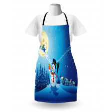 Snowy Land Pines Moon Apron