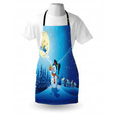 Snowy Land Pines Moon Apron