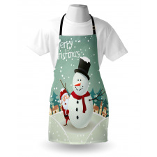 Noel Mutfak Önlüğü Kardan Adam Yılbaşı Desenli