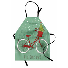 Bisikletli Mutfak Önlüğü Noel Bisikleti Desenli