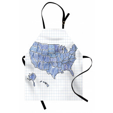 Sketchy US Map Doodle Style Apron