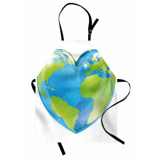Vibrant Globe Heart Shape Apron
