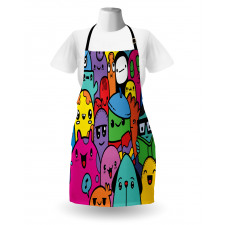 Colorful Doodle Monsters Apron