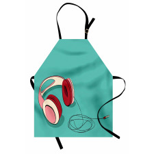 Cool Pink Retro Earphones Apron