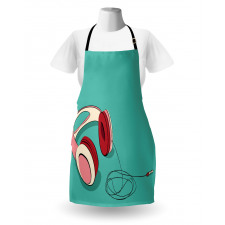 Cool Pink Retro Earphones Apron