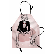 Hipster Wild Wolf Glasses Apron