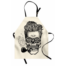 Skull with Pipe Glasses Apron