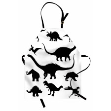 Hayvan Deseni Mutfak Önlüğü Siyah Dinozor Desenli