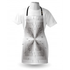 Çizgili Mutfak Önlüğü Gri Beyaz Geometrik Fütüristik