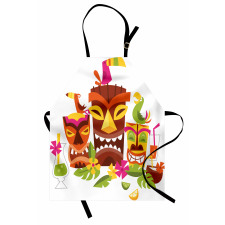 Tiki Masks Drinks Birds Apron