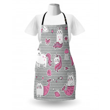 Sevimli Mutfak Önlüğü Unicorn ve Deniz Kızı Kedi