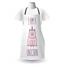 Eğlenceli Mutfak Önlüğü Mor Kedi Unicorn